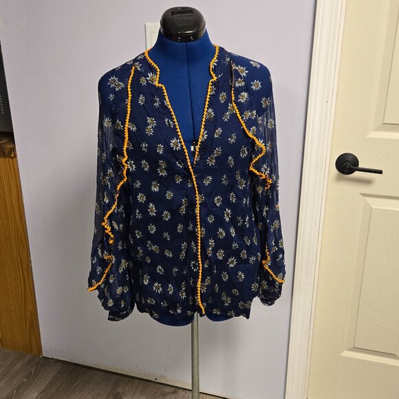 Chasing Unicorns A New Day For Love Silk Blouse - Daisy, M, NWOT - Picture 5 of 8